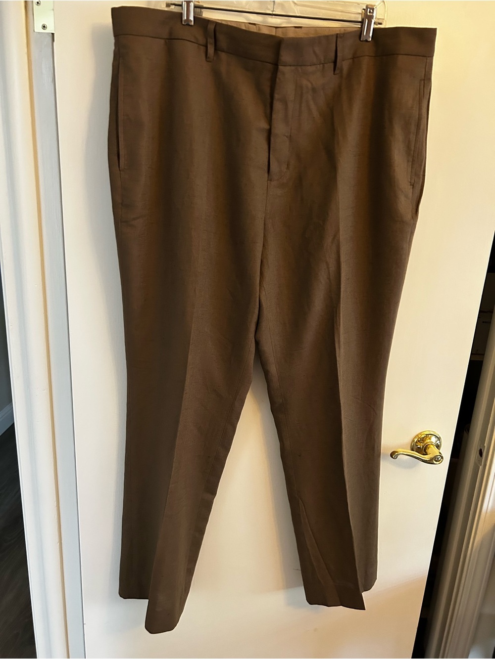 Wills Men's Brown Linen Cotton Blend Pants Slacks Chinos  38x29
